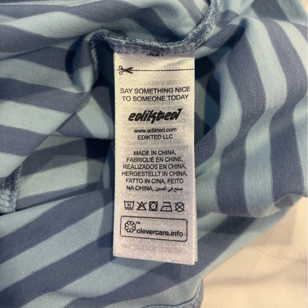 NWT Edikted Callahan Striped Blue Tee - Picture 6 of 8